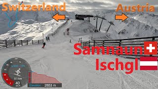 4K Skiing SamnaunIschgl Skiing Switzerland to Austria And Back We Go AUTCH GoPro HERO11 [upl. by Sven]