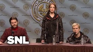 Hunger Games Press Conference  Saturday Night Live [upl. by Stralka331]