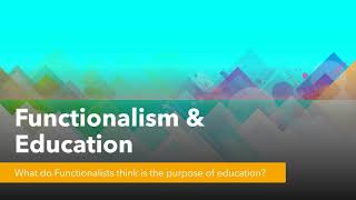 1 Functionalism amp Education  Durkheim [upl. by Gatian104]