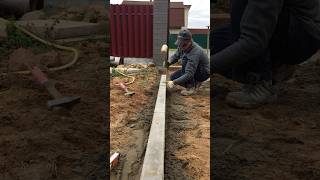 How to install a sidewalk curb 🦾 landscape pavers construction work sidewalk garden [upl. by Yemirej]