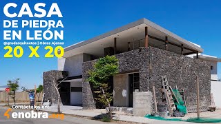 CASA con FACHADA de PIEDRA NEGRA y Escalera de CONCRETO en 20 X 20  Obras Ajenas  gradarquitectos [upl. by Ydiarf]