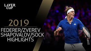 Federer  Zverev v Shapovalov  Sock Mach Highlights  Laver Cup 2019 [upl. by Azilem215]