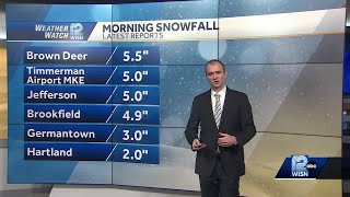 SE Wisconsin snowfall How much snow has fallen Friday morning [upl. by Seiber]