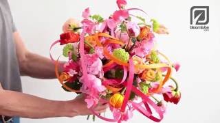 Colorful hand tide bouquet with a frame of wood strips Tutorial [upl. by Novoj]