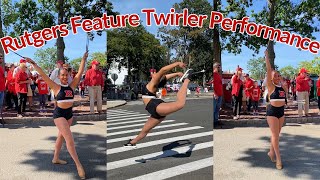 Rutgers Feature Twirler Tailgate Parade 3 Baton Performance ❤️ shorts [upl. by Agamemnon]