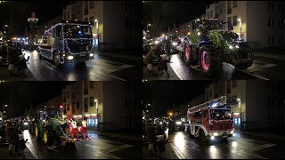 Christmas Farming Große Traktor Parade in Büdingen mit geschmückten Fahrzeugen zur Weihnachtszeit [upl. by Darahs851]