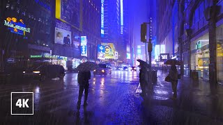 Lonely Night Walk in Heavy Rain in NEW YORK ☔️ Umbrella Thunderstorm Sounds For Sleeping [upl. by Tod424]