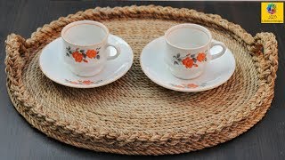 Best Out of Waste Ideas How to Make Serving Tray with Jute Rope amp Cardboard  Jute Rope Craft Idea [upl. by Leiru]