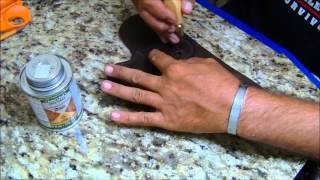 Homemade Leather Holster Part 4 Burnishing Edges Contact Cement [upl. by Ibby]