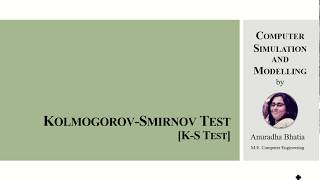 Kolmogorov  Smirnov Test KS Test [upl. by Chanda]