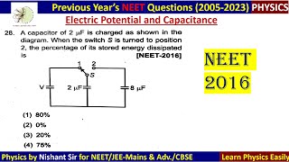 A capacitor of 2 µF is charged as shown in diagram When the switch S is turned to positi neet2016 [upl. by Samara]