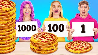 EXTREME 1000 LAYERS OF FOOD CHALLENGE  Big VS Medium VS Small Plate by 123 GO FOOD [upl. by Secrest]