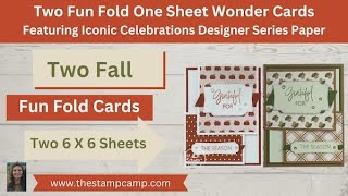 Two Fun Fold Fall One Sheet Wonder Cards with the Iconic Celebrations Designer Series Paper [upl. by Kirven]