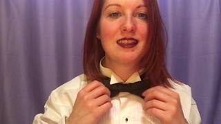 Trying on a tuxedo shirt bow tie and cummerbund [upl. by Dane]