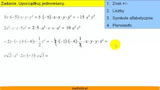 Jak porządkować jednomiany  Wyrażenia algebraiczne  Matfiz24pl [upl. by Uohk377]