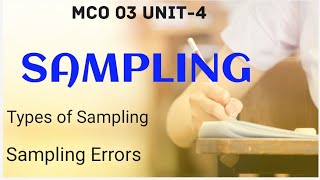 MCO03 Unit4  Sampling Types of Sampling Sampling Errors Malayalam Class [upl. by Lenroc]