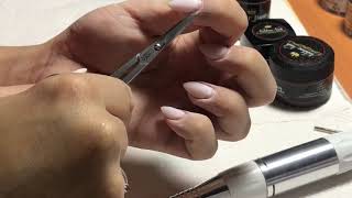 Intretinere unghii cu gelDupa 4 saptamani unghiutele mele Athome manicure tutorial [upl. by Ahsirek980]