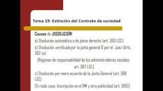 Lec021 Tema 19 Extinción del contrato de sociedades umh1425sp 201516 [upl. by Utimer]