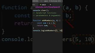 JavaScript Function  Parameters amp Arguments Explained shorts [upl. by Rudin]