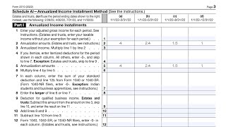 IRS Form 2210 Schedule AI walkthrough [upl. by Libove112]