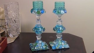 DIY Dollar Tree Inspired Gem Candle Holders [upl. by Enomor472]