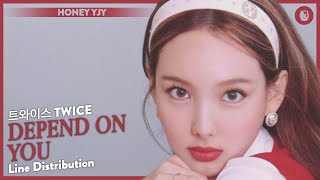 REMAKE TWICE 트와이스  DEPEND ON YOU  Line Distribution [upl. by Arytal]