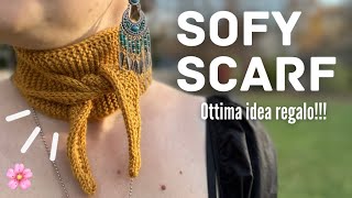 🌸 SOFY SCARF 🎁 regalo perfetto sciarpa ai ferri [upl. by Arahk]