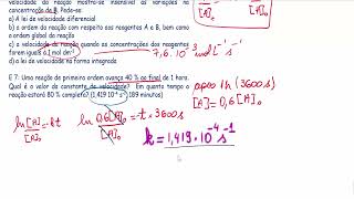 Cinética química 11resolvendo exercícios cinética de primeira ordem tempo de meiavida [upl. by Tenenbaum]