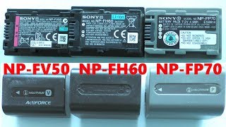 Совместимость аккумуляторов Sony NPFV50 NPFH60 NPFP70 [upl. by Alonzo]