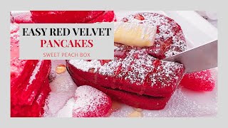 2022 VALENTINES BREAKFAST IDEAS  HOW TO MAKE RED VELVET PANCAKES  SWEET PEACH BOX [upl. by Nava]