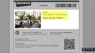 Groupon Comment trouver et imprimer le bon que vous avez acheté [upl. by Ahsekyt62]