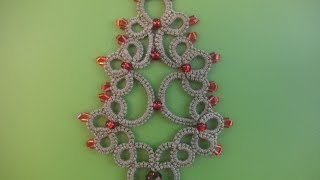 16 TUTORIAL ALBERO DI NATALE CHIACCHIERINO AD AGO TREE CHRISTMAS NEEDLE TATTING Frivolitè фриволите [upl. by Kinnard]