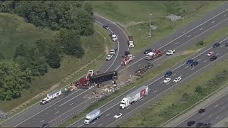 WATCH Crash blocks local lanes of I95 South in Fredericksburg [upl. by Cohleen]