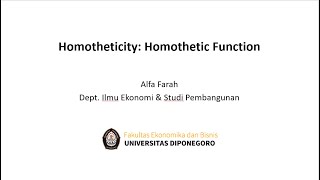 Alat Homotheticity amp Homothetic Function [upl. by Avehs496]