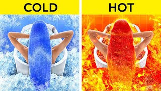 EXTREME HOT VS COLD CHALLENGE  Fire Girl vs Water Girl Were Adopted Parenting Hacks by 123 GO [upl. by Lokim]