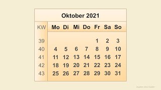 Kalender Oktober 2021 [upl. by Thgiled]