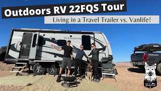 Vanlife vs Travel Trailer  2022 Outdoors RV Titanium Timber Ridge 22FQS Tour w Irene Iron Travels [upl. by Mollie824]