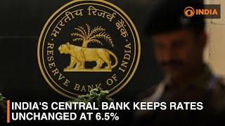 Indias central bank keeps rates unchanged at 65 amp other updates  DD India Live [upl. by Maure587]