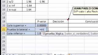 P valor para una proporción usando Excel [upl. by Nyltyak]