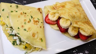 Receta De Crepas Francesas  Una Sola Masa Crepas Dulces y Saladas [upl. by Devon]