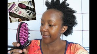 SIMPLY STRAIGHT ELECTRIC BRUSH on AFRICAN NATURAL HAIR [upl. by Anegue]