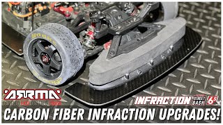 Arrma Infraction Carbon Fiber amp Aluminum Upgrades  6s power in wideopen lot [upl. by Viguerie323]