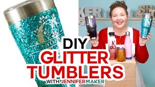 Glitter Tumbler Tutorial  Epoxy  Loctite Method  Full Process Start to Finish [upl. by Ahsienor217]