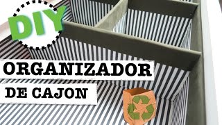 COMO HACER ORGANIZADOR DE CAJON DE CARTON RECICLADO  FACIL [upl. by Emyam]