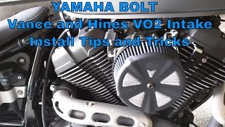 Yamaha Bolt Vance and Hines Intake Install TIPS and Sound [upl. by Furey492]