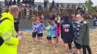 ￼ Åhus Beach handboll gruppspel och final spel [upl. by Sakram]