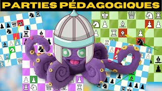 8 parties déchecs pédagogiques 🐙 1350 ELO [upl. by Refinney]