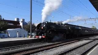 走り出す蒸気機関車 Steam locomotive141R1244 “Mikadoquot 2018 0930 [upl. by Iztim]