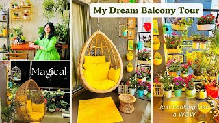 My Dream Balcony Tour amp Organization Ideas  DIY Decor With Lights  Terrace Garden Decorating Tips [upl. by Odraude]