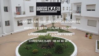 Ain DiabRésidence sécurisée Haut standingApt à louerRez de jardin150m2 [upl. by Elik]